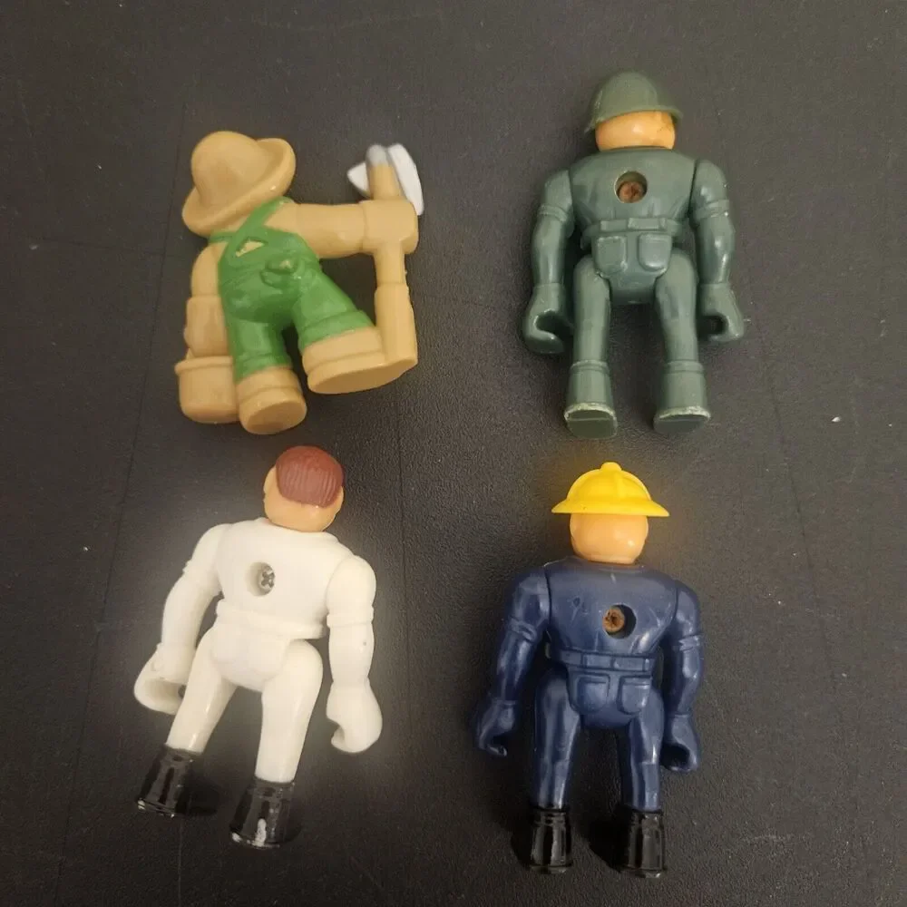 Vintage Lot‎ 4 Lincoln Logs Farmer Medic Soldier Firefighter Plastic Figure
